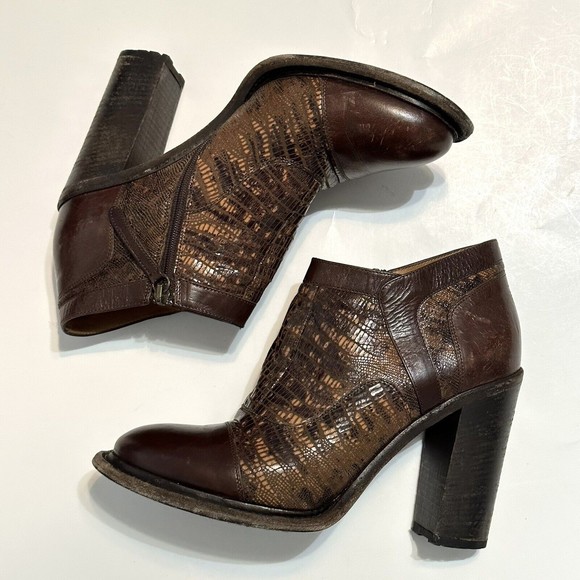 Ugg Collection Women Size 9 Giacinta Brown Ankle Boots Snake Skin Made In Italy - Picture 2 of 16